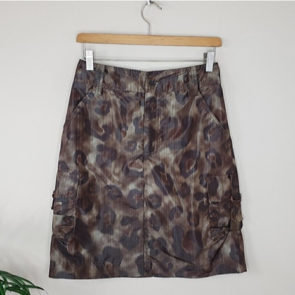 Pink Tartan Camo Animal Print Cargo Skirt Brown Tan Size 2